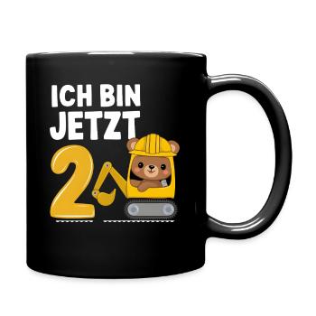 Ich bin jetzt 2 Bagger Bär 2. Geburtstag - Tasse einfarbig - Schwarz - Rechts