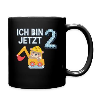Ich bin jetzt 2 Bagger Bär 2. Geburtstag - Tasse einfarbig - Schwarz - Rechts