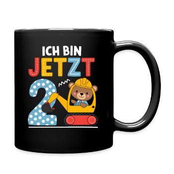 Ich bin jetzt 2 Bagger Bär 2. Geburtstag - Tasse einfarbig - Schwarz - Rechts