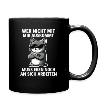 Coole Katze Spruch - Tasse einfarbig - Schwarz - Rechts