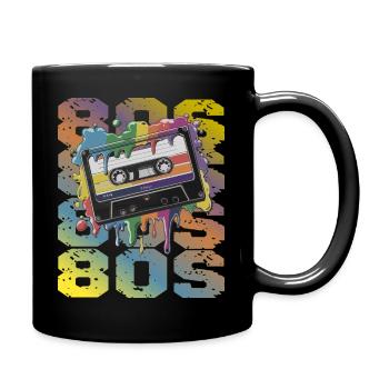 80s Retro Kassette Regenbogen Nostalgie - Tasse einfarbig - Schwarz - Rechts