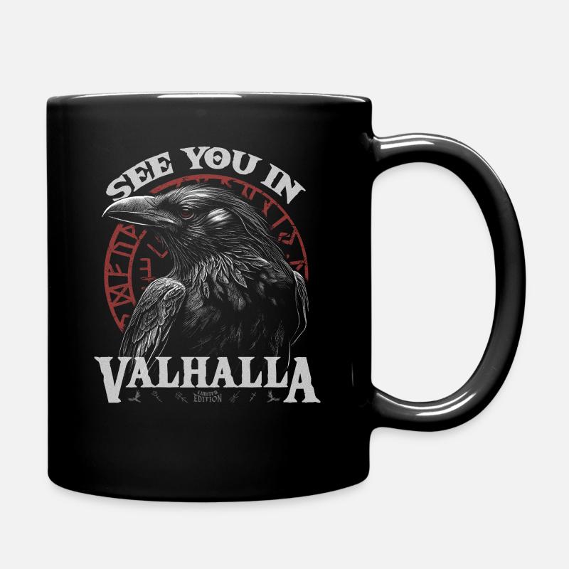 Valknut Viking Wir sehen uns in Walhalla See You - Full Colour Mug - black