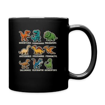 Dino Übersicht Dinosaurier - Tasse einfarbig - Schwarz - Rechts