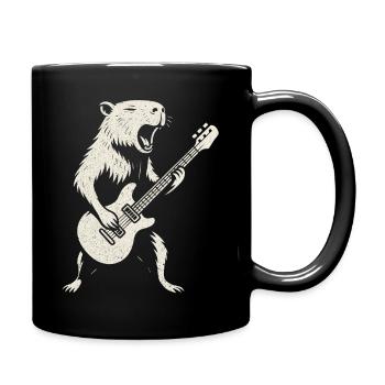 Gitarre, Rock Musik, Capybara, Gitarrist, Rocker - Tasse einfarbig - Schwarz - Rechts