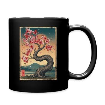 Cherry Blossom Tree Japan Aesthetics - Full Colour Mug - black - Right