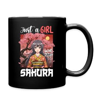 Just a Girl Who Loves Sakura - Full Colour Mug - black - Right