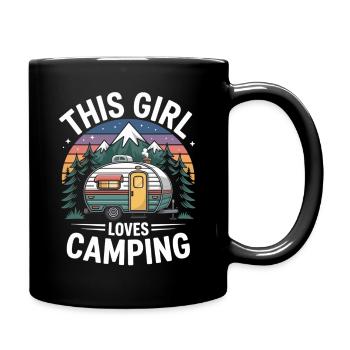 Diese Frau liebt Camping - Tasse einfarbig - Schwarz - Rechts