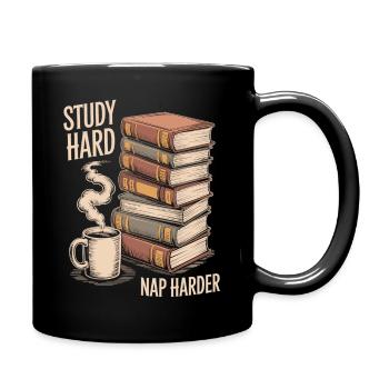 Books, coffee, naps - learning in style - Full Colour Mug - black - Right