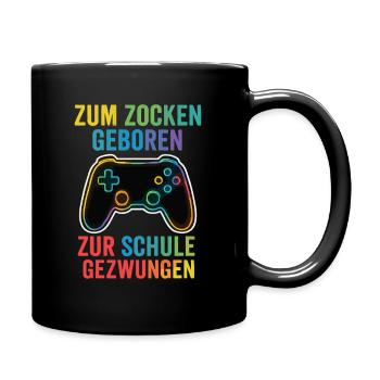 Jouer au lieu d’aller à l’école – manette arc-en-ciel - Mug uni - noir - Droite