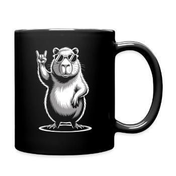 Rock Music Funny Capybara with Sunglasses - Full Colour Mug - black - Right