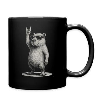 Rock Music Funny Capybara with Sunglasses - Full Colour Mug - black - Right