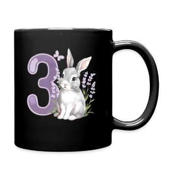 3. Geburtstag 3 Jahre Hase Häschen Lavendel Lila - Tasse einfarbig - Schwarz - Rechts