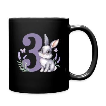 3. Geburtstag 3 Jahre Hase Häschen Lavendel Lila - Tasse einfarbig - Schwarz - Rechts