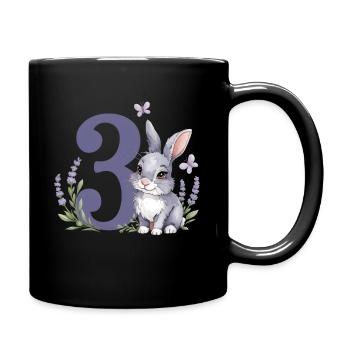 3. Geburtstag 3 Jahre Hase Häschen Lavendel Lila - Tasse einfarbig - Schwarz - Rechts