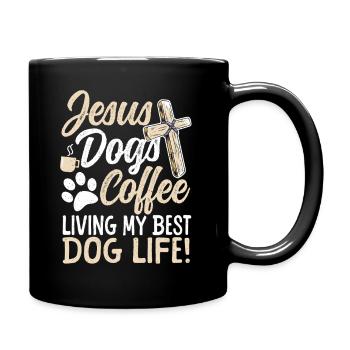 My best dogs live! Jesus Dogs Mom - Full Colour Mug - black - Right