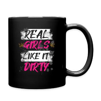 Real girls like it dirty Schlammlauf Mud Run Muddy - Full Colour Mug - black - Right