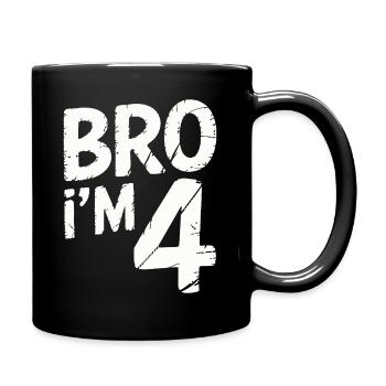 Bro, I'm 4 – Cool Birthday Design - Full Colour Mug - black - Right