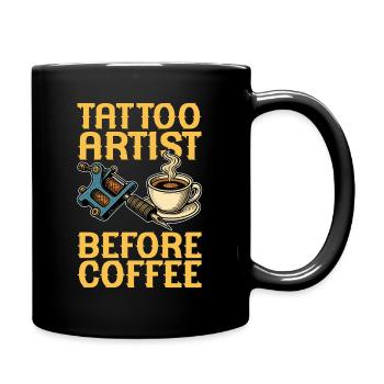 Tatoueur avant le café Tatouage Amateur de café - Mug uni - noir - Droite
