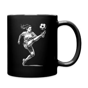 Women's football with a goal: shot, tension, goal - Full Colour Mug - black - Right