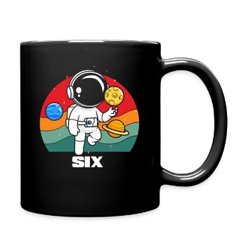 Astronaut Six Birthday Universe Adventure - Full Colour Mug - black - Right