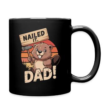Handyman Dad with Heart - Beaver Strong, Dad! - Full Colour Mug - black - Right