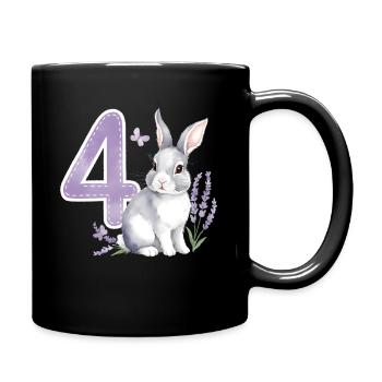 4. Geburtstag 4 Jahre Hase Häschen Lavendel Lila - Tasse einfarbig - Schwarz - Rechts