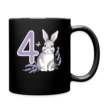 4. Geburtstag 4 Jahre Hase Häschen Lavendel Lila - Tasse einfarbig - Schwarz - Rechts