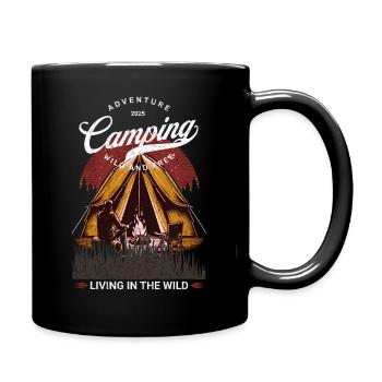 Camping wild and free Outdoor nature camping - Full Colour Mug - black - Right