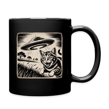 Cat and UFO Encounter Adventure - Full Colour Mug - black - Right