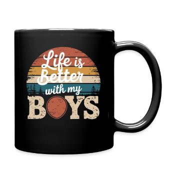 Vater - Besser leben mit meinen Jungs - Tasse einfarbig - Schwarz - Rechts