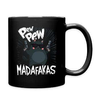 Pew Pew Madafakas Drôle de chat avec dicton - Mug uni - noir - Droite