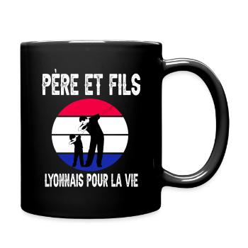 père et fils papa dab lyon supporter lyonnais - Mug uni - noir - Droite