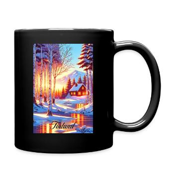 Finland Winter Retro Poster Vintage Souvenir - Tasse einfarbig - Schwarz - Rechts