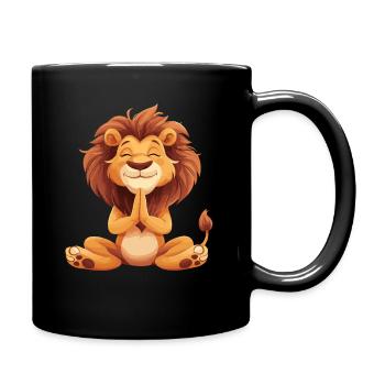 Meditating Lion Peace Yoga Illustration for - Full Colour Mug - black - Right
