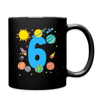 Space Adventure Number 6 Birthday - Full Colour Mug - black - Right
