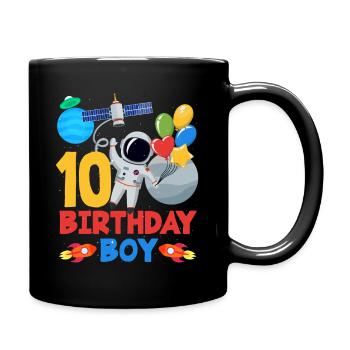 Astronaut Weltraum 10 Geburtstag Junge - Tasse einfarbig - Schwarz - Rechts