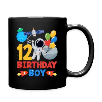 12 Birthday Boy Astronaut Balloons - Full Colour Mug - black - Right