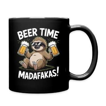 Bier Faultier | Beer Time Madafakas Sloth - Tasse einfarbig - Schwarz - Rechts