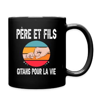 père et fils papa gitan vintage fête des pères - Mug uni - noir - Droite