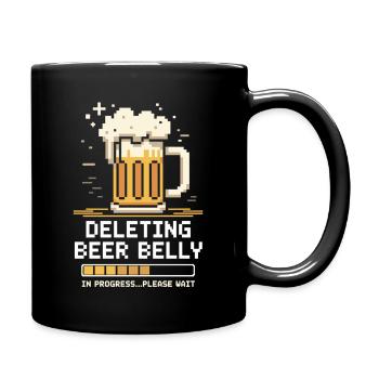 Lösche Bierbauch… bitte warten - Tasse einfarbig - Schwarz - Rechts