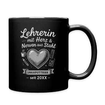 Attention strong teachers! It shows heart - Full Colour Mug - black - Right
