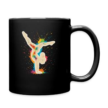 Gymnast Handstand – Colorful Splash Design - Full Colour Mug - black - Right