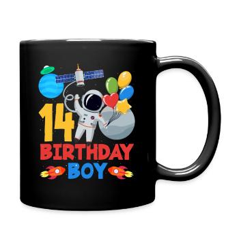 14 Birthday Boy Astronaut Space Adventure - Full Colour Mug - black - Right
