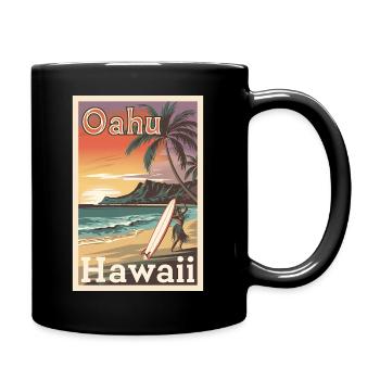 Oahu Hawaii Affiche rétro Vintage Souvenir - Mug uni - noir - Droite