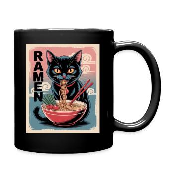 Ramen cat in Japanese style - Full Colour Mug - black - Right