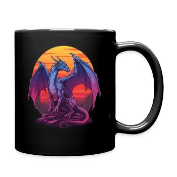 Blauer Drache Sonnenuntergang - Tasse einfarbig - Schwarz - Rechts