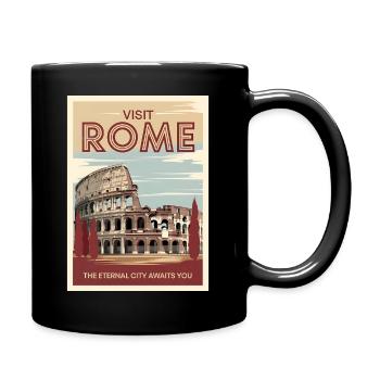 Visit Rome Retro Poster Vintage Souvenir - Full Colour Mug - black - Right