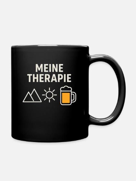 Therapie - Berge, Bier, Sonne - Tasse einfarbig - Schwarz