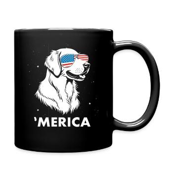 Golden Retriever mit Sonnenbrille 4. Juli Merica - Tasse einfarbig - Schwarz - Rechts