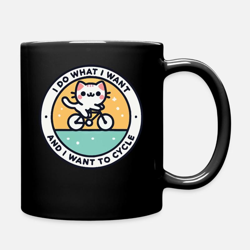 Chat autodéterminé à vélo avec déclaration - Mug uni - noir